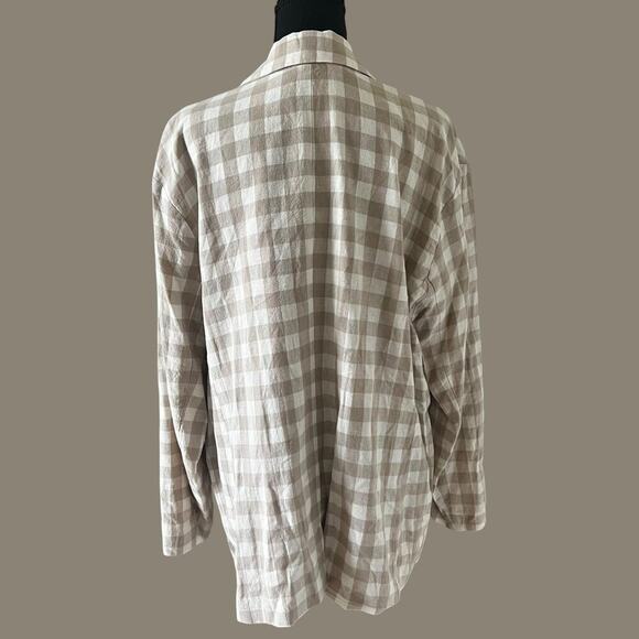A New Day Women’s Linen Blend Gingham Blazer Tan White Size XXL - Picture 2 of 8